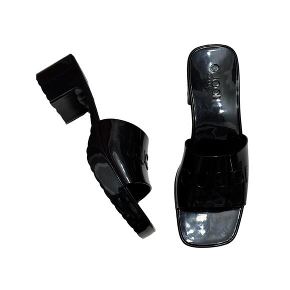 Gucci Rubber Logo Platform Slide Sandal in Black Size 37 Slip-On Open Toe - Picture 12 of 16